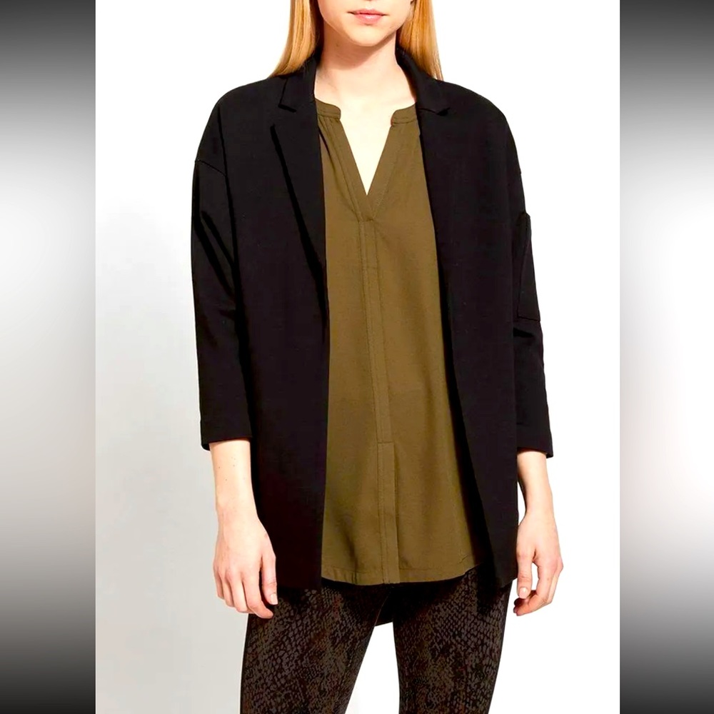 Lysse Black Liberty Jacket Blazer Open Front Ponte Knit Stretch 24-2275-M2